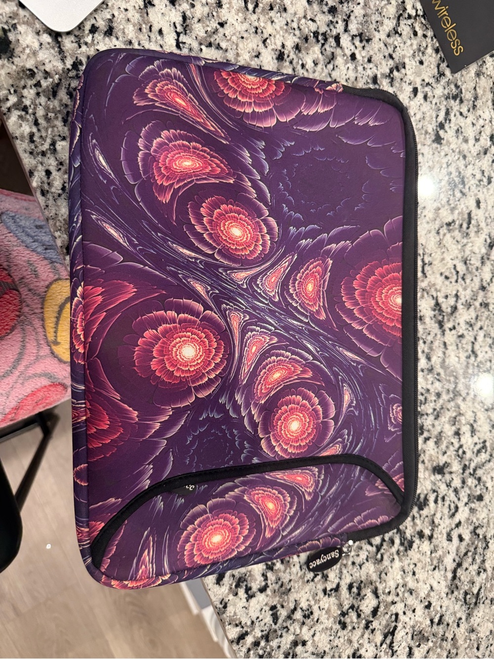 Purple Floral Neoprene Laptop Sleeve